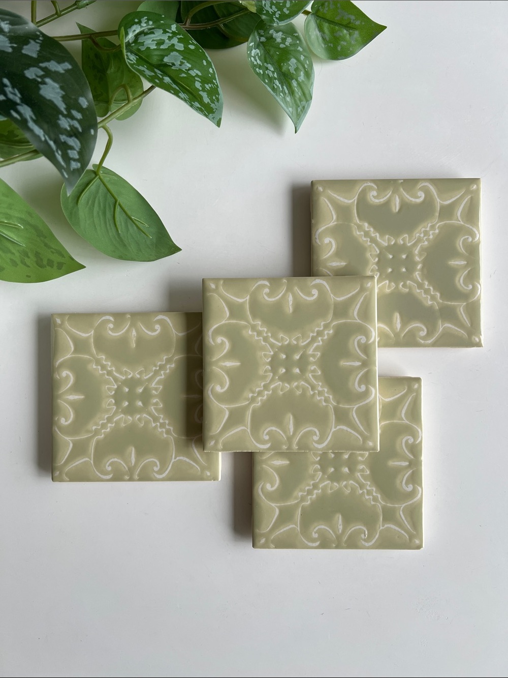 Vintage Patterned Tile Coasters Set of 4